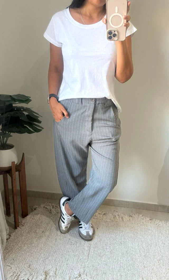 Pantalon Walton Rayado - Gris Claro