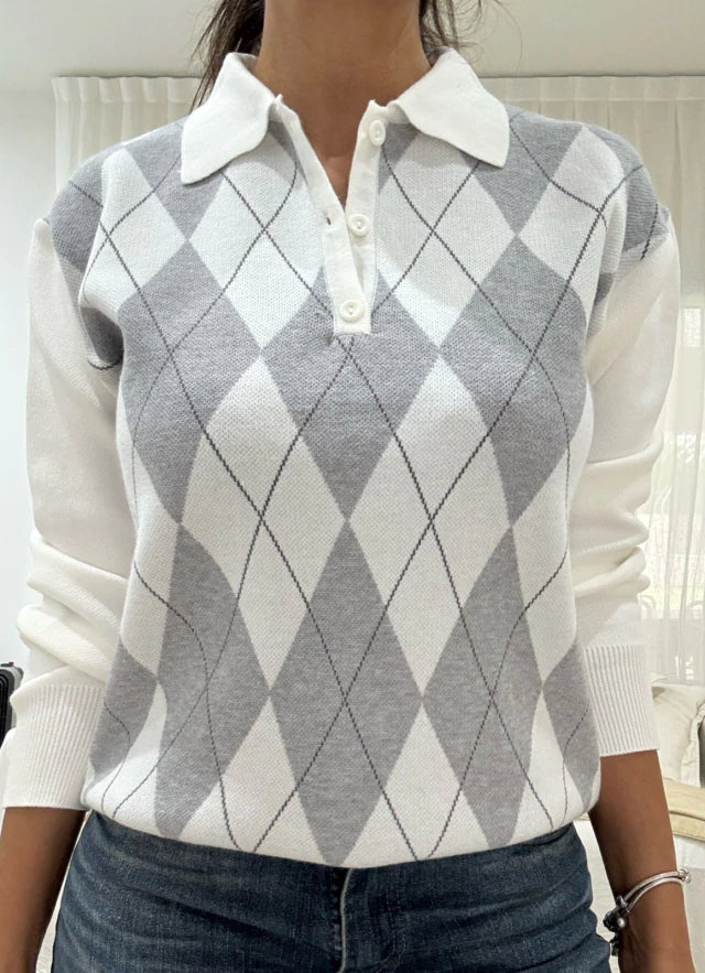 Sweater Escocia - Blanco/gris